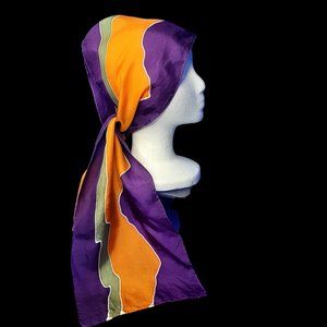 Bold Geometric Scarf Purple Orange Green Mountains Natural Royal Vibrant FLAW